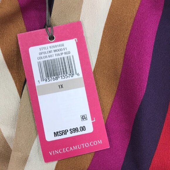 Vince Camuto Mayfair Stripe Ruffle Neck Blouse - Picture 6 of 7